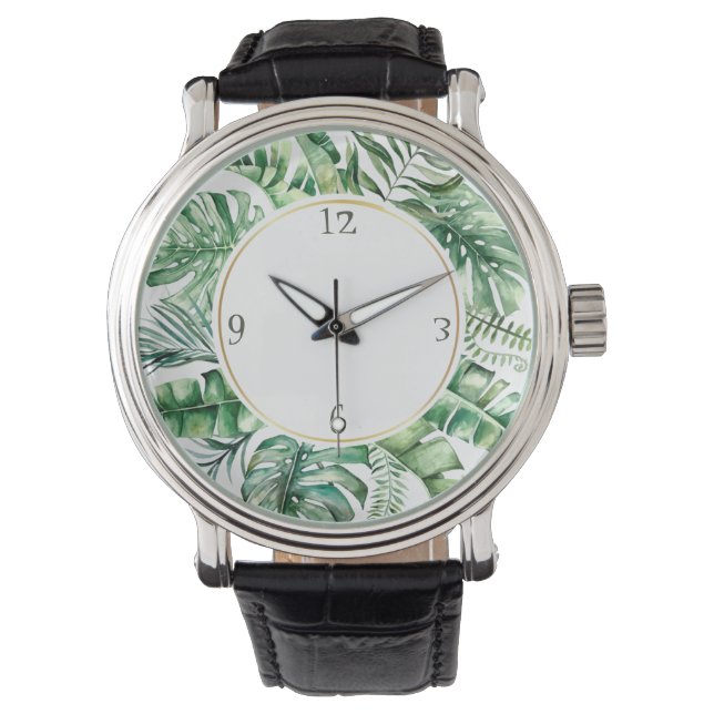 Tropical Monstera Leaf Wreath Mens Watch (Front)