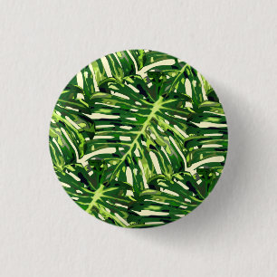 Tropical Monstera Leaves 3 Cm Round Badge