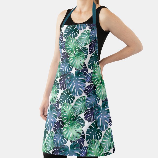 Tropical Monstera Leaves  Apron (Insitu)