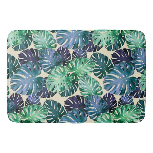 Tropical Monstera Leaves   Bath Mat (Front)