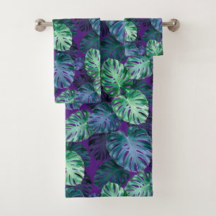 Tropical Monstera Leaves   Bath Towel Set