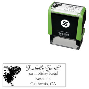 Tropical Monstera Leaves Bride's Address Wedding Self-inking Stamp