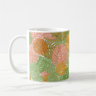 Tropical monstera leaves, colourful seamless patte coffee mug