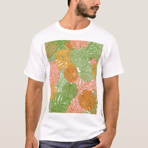 Tropical monstera leaves, colourful seamless patte T-Shirt