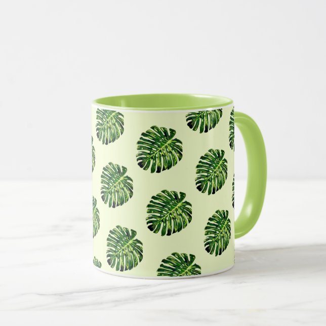 Tropical Monstera Leaves - Exotic - Drawing Mug (Front Right)