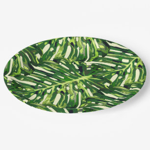 Tropical Monstera Leaves - Exotic Paper Plate