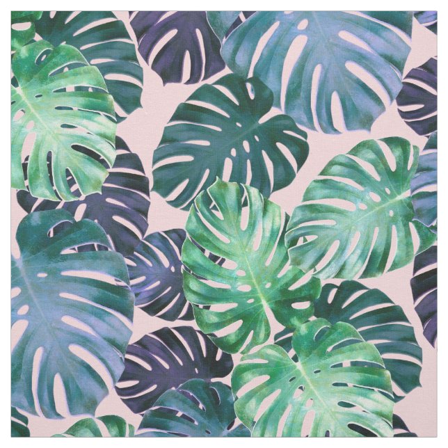 Tropical Monstera Leaves Fabric (Swatch)