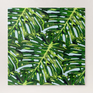 Tropical Monstera Leaves - Greenery - Jigsaw Puzzle