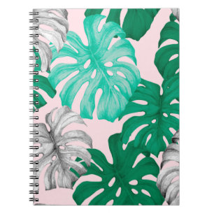 Tropical monstera leaves hand drawn illustration p notebook