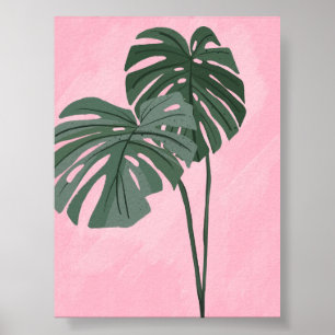 Tropical Monstera Leaves Illustration Poster