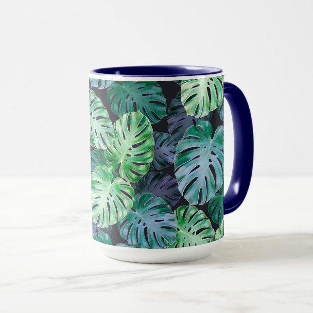 Tropical Monstera Leaves Mug (Front Right)