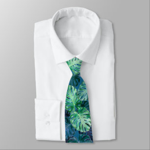 Tropical Monstera Leaves  Neck Tie