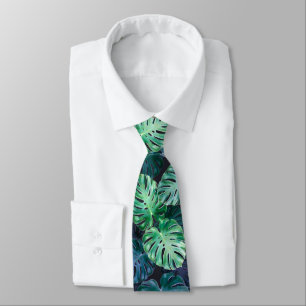 Tropical Monstera Leaves  Neck Tie