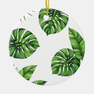 Tropical Monstera Leaves Seamless Pattern Green Ceramic Tree Decoration