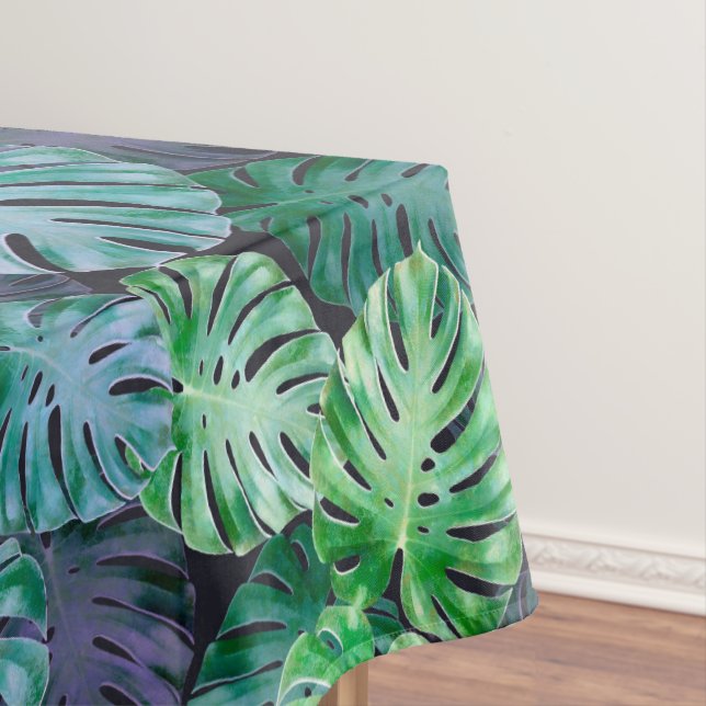 Tropical Monstera Leaves Tablecloth (In Situ)