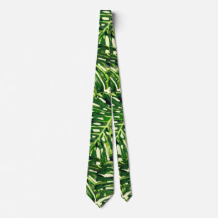 Tropical Monstera Leaves Tie