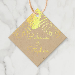Tropical Monstera Leaves Wedding REAL FOIL Favour Tags