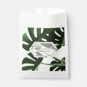 Tropical Monstera Marble Wedding Favour Bags
