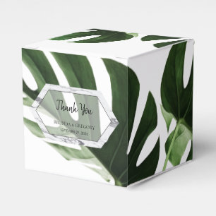 Tropical Monstera Marble Wedding Favour Box