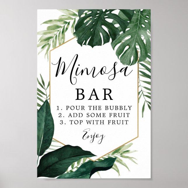 Tropical Monstera Mimosa Bar Sign (Front)