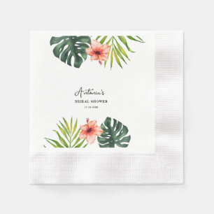 Tropical Monstera Palm Bridal Shower Napkin