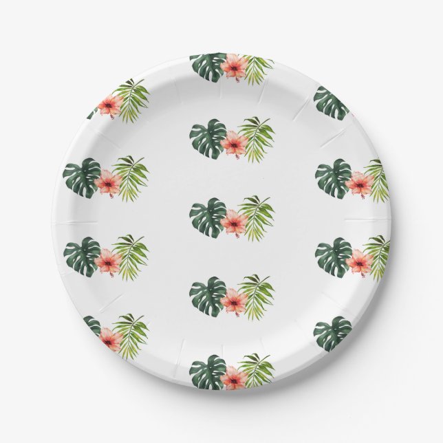 Tropical Monstera Palm Bridal Shower  Paper Plate (Front)