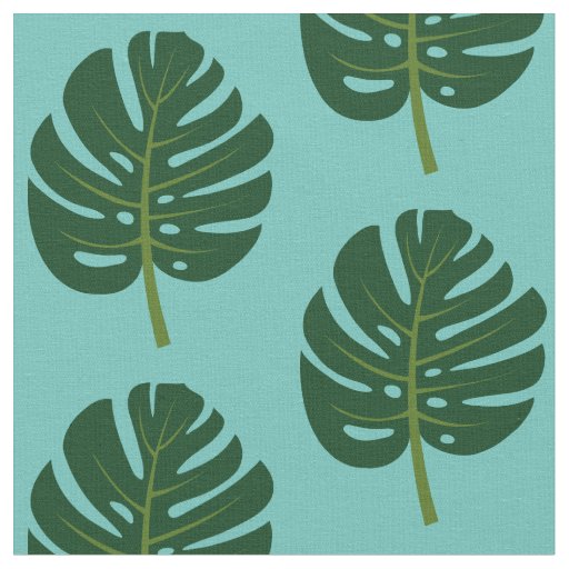 Tropical Monstera Palm Leaf Floral Print Fabric Zazzle Co Uk