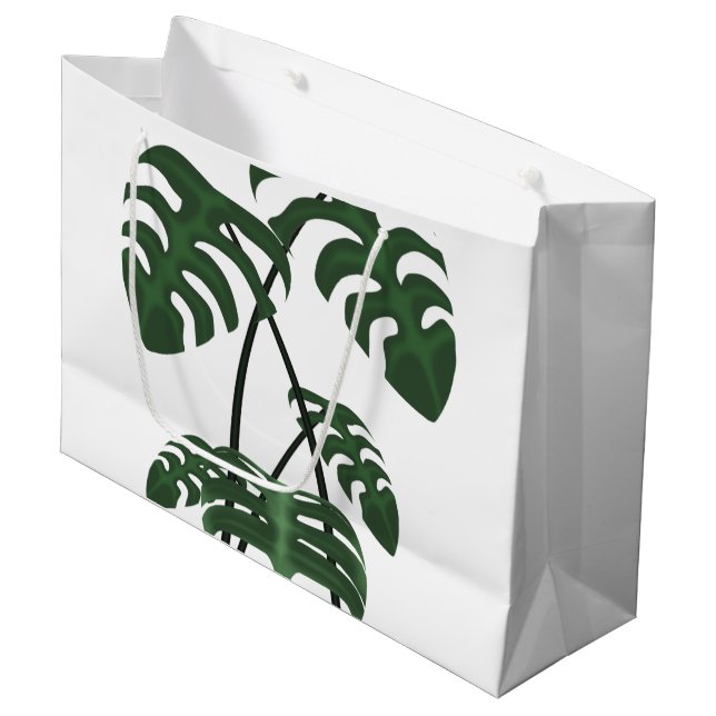 Tropical Monstera Palm Leaf Gift Bag (Front Angled)