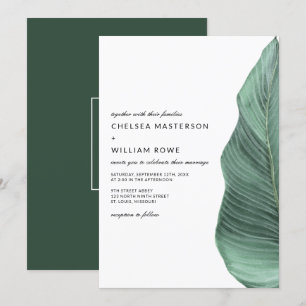 Tropical Monstera Palm Leaf Wedding Invitation