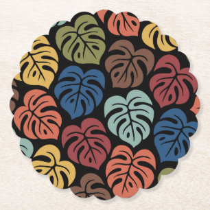 Tropical Monstera Pattern Paper Coaster