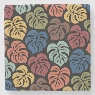 Tropical Monstera Pattern Stone Coaster