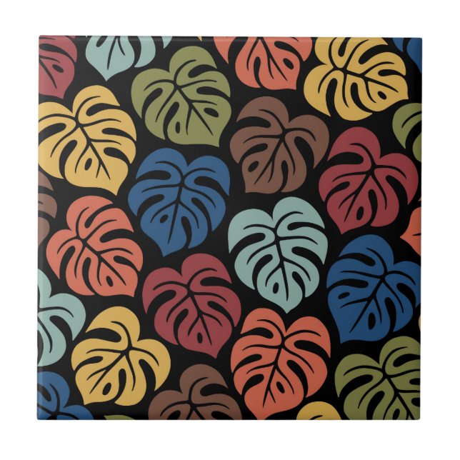 Tropical Monstera Pattern Tile (Front)