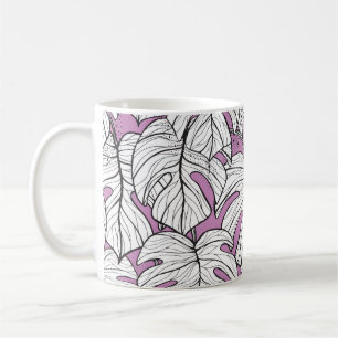 Tropical Monstera Plant Repeat Pattern Coffee Mug