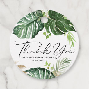 Tropical Monstera Summer Bridal Shower Thank You Favour Tags