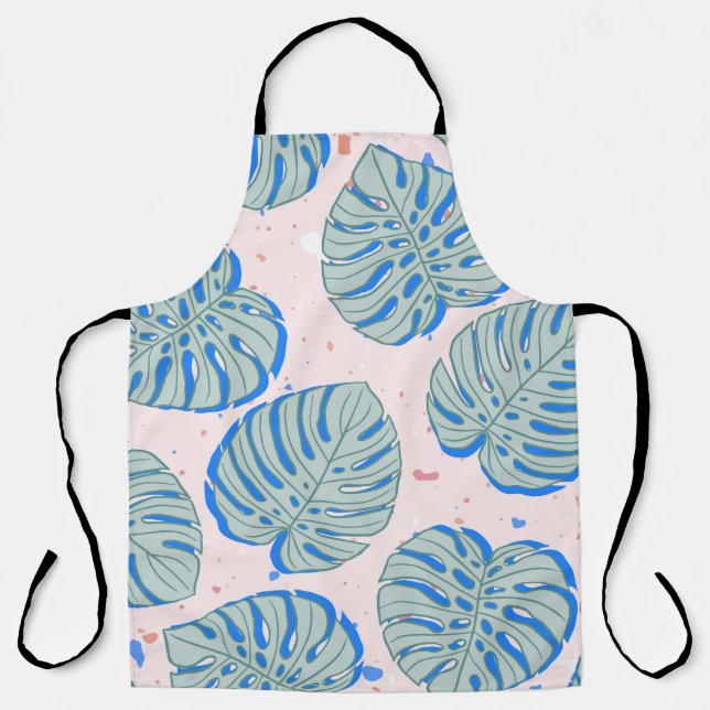 Tropical Monstera: Terrazzo Vintage Pattern Apron (Front)