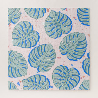 Tropical Monstera: Terrazzo Vintage Pattern Jigsaw Puzzle