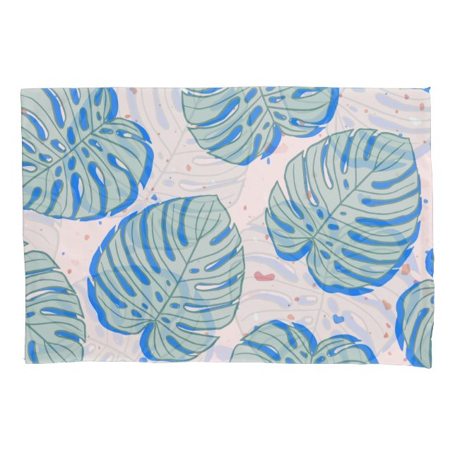 Tropical Monstera: Terrazzo Vintage Pattern Pillowcase (Front)