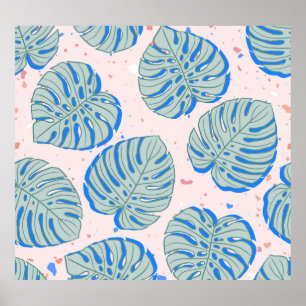 Tropical Monstera: Terrazzo Vintage Pattern Poster