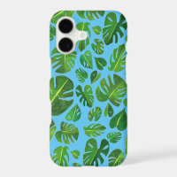 Tropical Monstera Watercolor Painting Green Pink