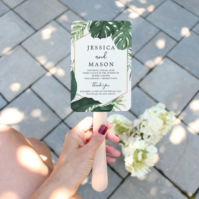 Tropical Monstera Wedding Fan Program (Creator Uploaded)
