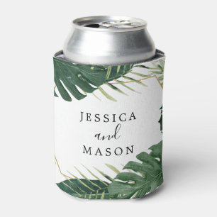 Tropical Monstera Wedding Favour Can Cooler