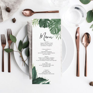 Tropical Monstera Wedding Menu or Bridal Shower Invitation