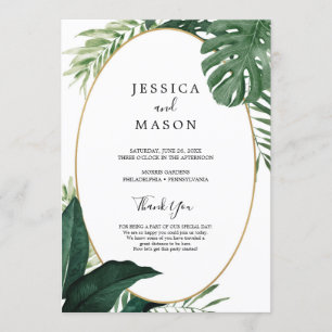 Tropical Monstera Wedding Program Programme