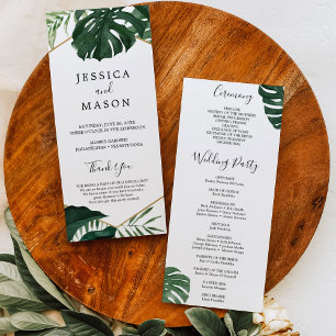 Tropical Monstera Wedding Program Programme