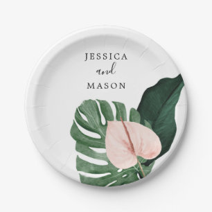 Tropical Monstera Wedding Shower Paper Plate