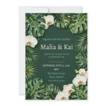 Tropical Monstera White Orchid Dark Green Wedding 