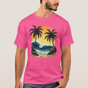 Tropical Monterey Beach Tattoo Art Design T-Shirt