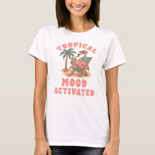 Tropical Mood Activated Flamingo T-Shirt. T-Shirt