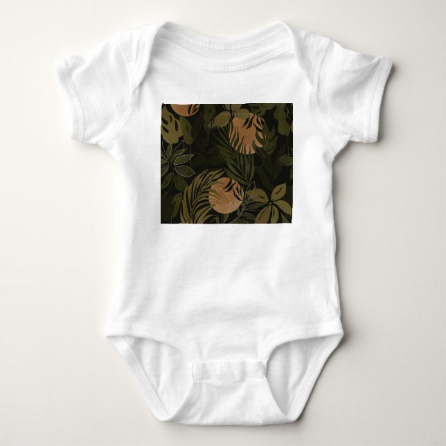 Tropical Moon Palm: Night Seamless Pattern Baby Bodysuit (Front)