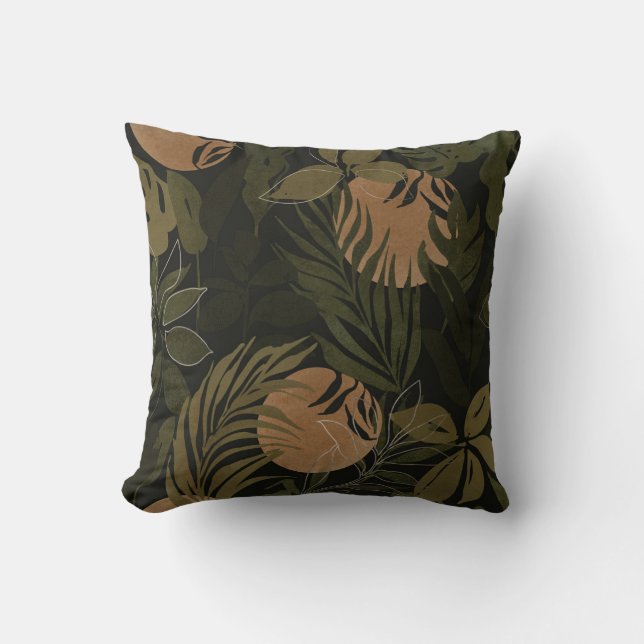 Tropical Moon Palm: Night Seamless Pattern Cushion (Front)